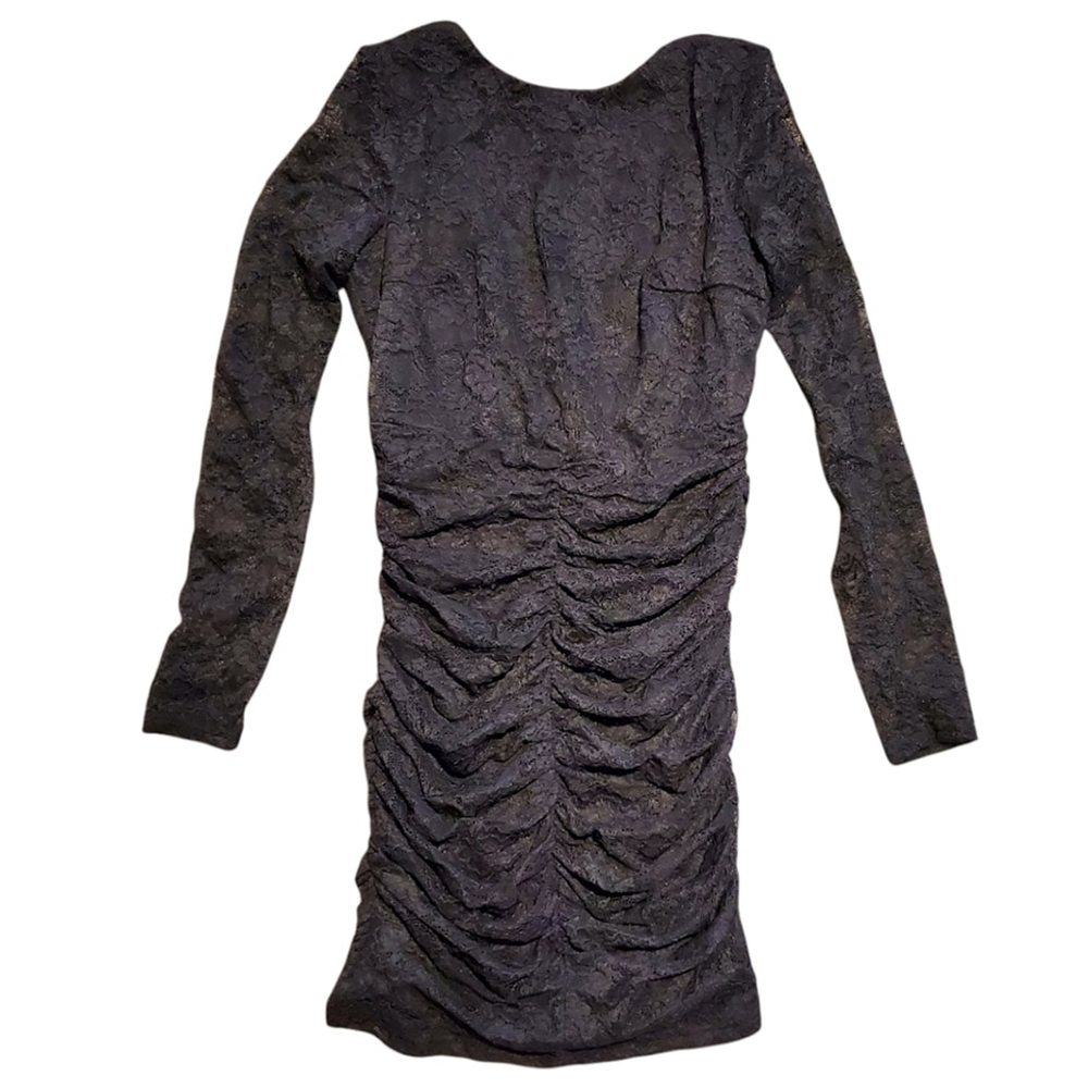 Le Chateau Dress Whimsigoth Fairy Goth Y2K Ruched Sheer Lace Bodycon Open Back